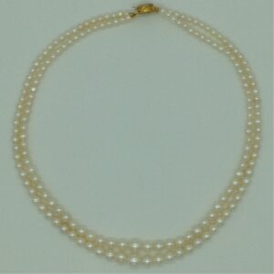 Freshwater White Round Graded 2 Lines Pearls Full Set JPP1078