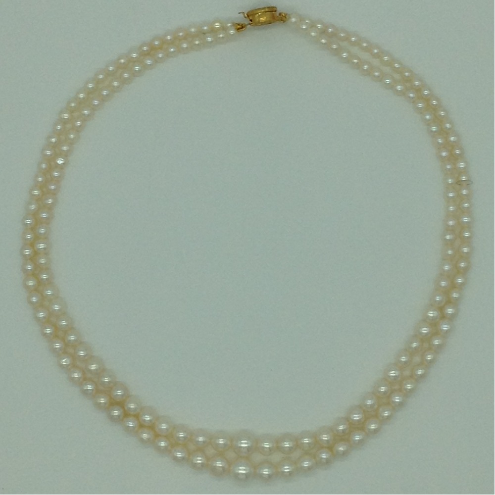 Freshwater White Round Graded 2 Lines Pearls Full Set JPP1078