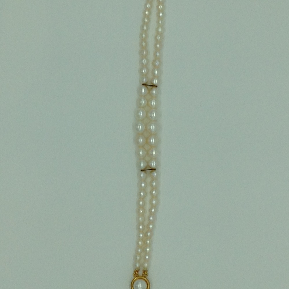Freshwater White Round Graded 2 Lines Pearls Full Set JPP1078