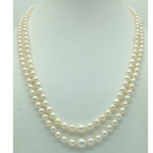Freshwater White Round Graded 2 Lines Pearls Full Set JPP1078