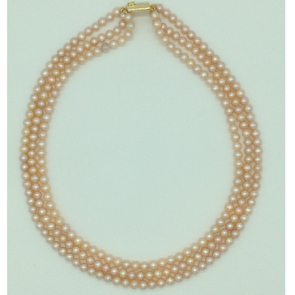 Freshwater Orange Round 3 Lines Pearls Full Set JPP1077