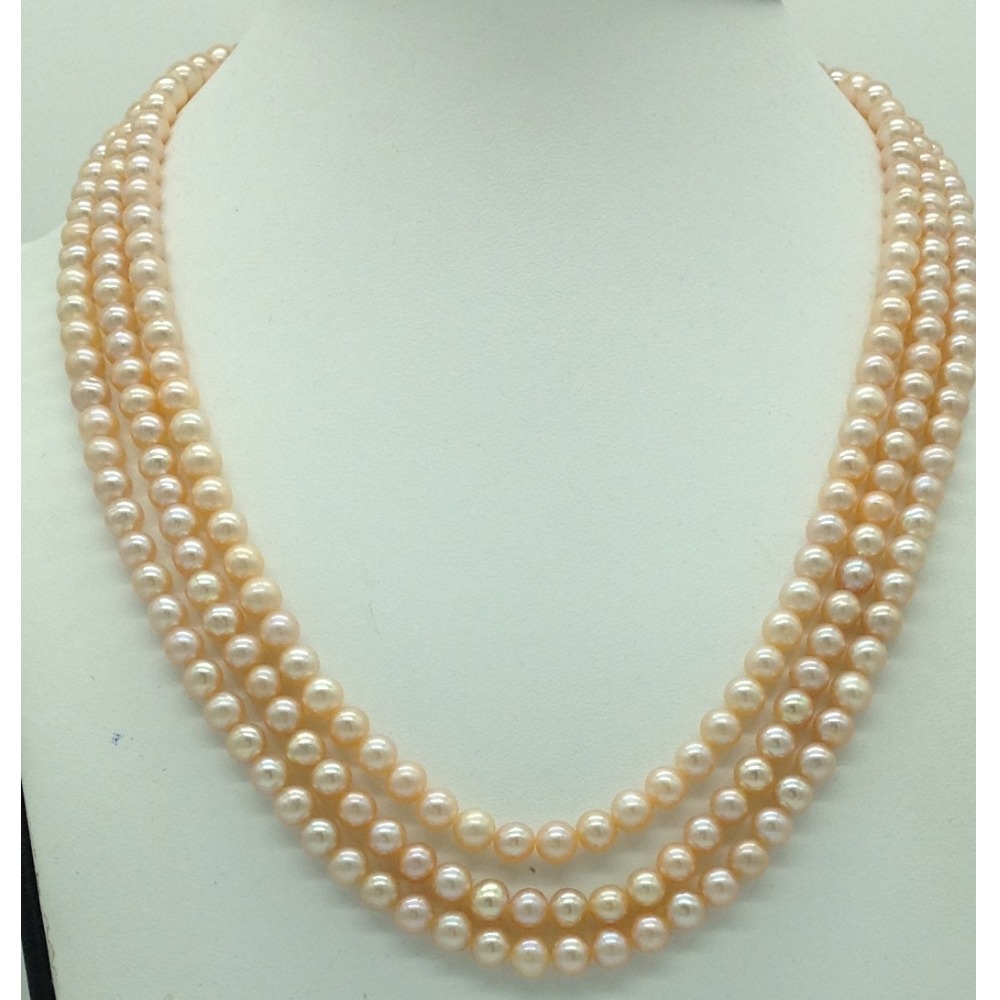 Freshwater Orange Round 3 Lines Pearls Full Set JPP1077