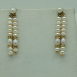 Freshwater White Flat 2 Lines Pearls Chakri Full Set JPP1073