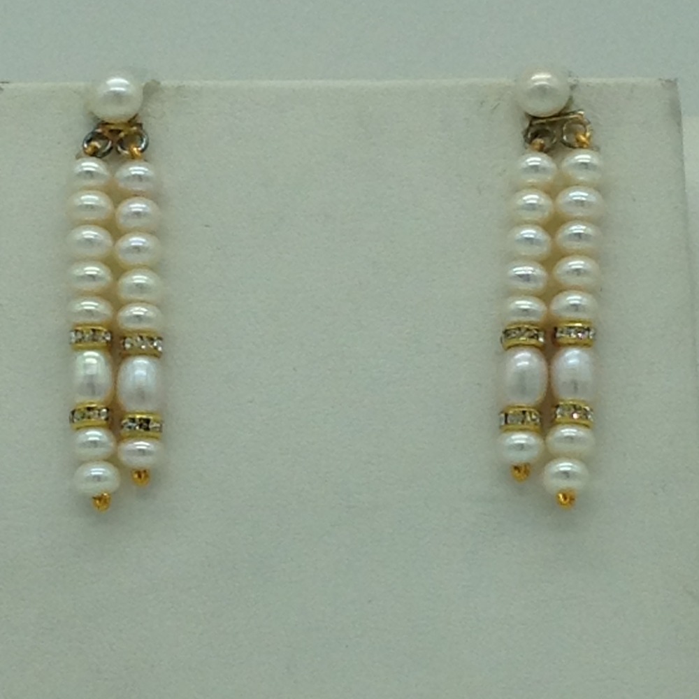 Freshwater White Flat 2 Lines Pearls Chakri Full Set JPP1073
