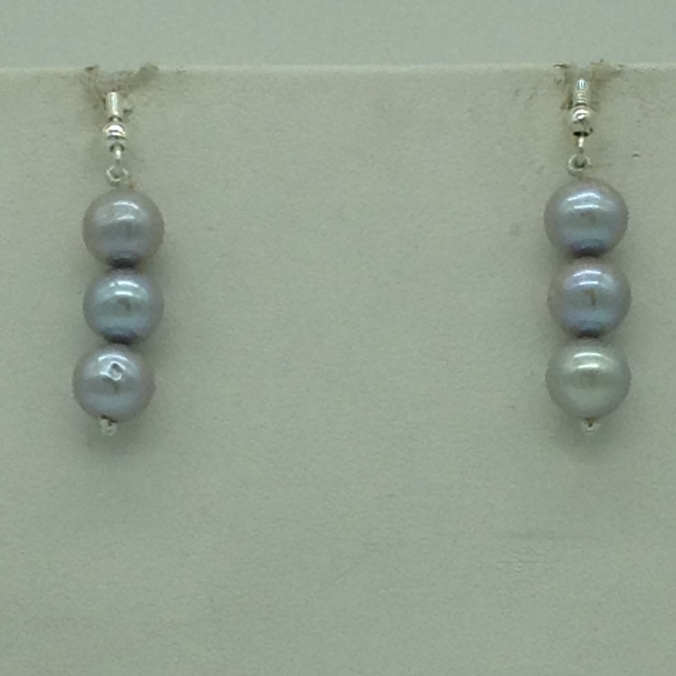 Freshwater Steel Grey Round 1 Lines Pearls Full Set JPP1071