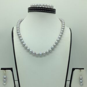 Freshwater Steel Grey Round 1 Lines Pearls Full Set JPP1071