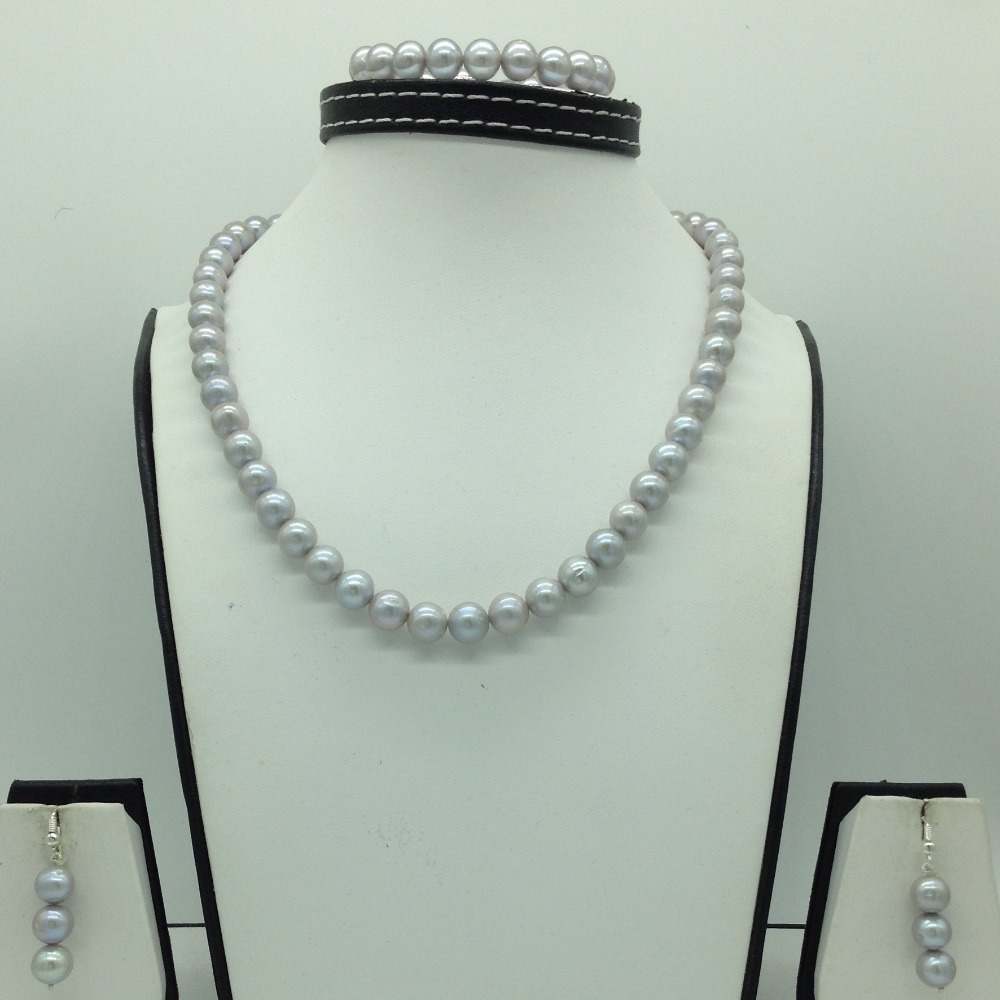 Freshwater Steel Grey Round 1 Lines Pearls Full Set JPP1071