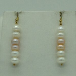 Freshwater Pink and White Flat Pearls Necklace Set JPP1070