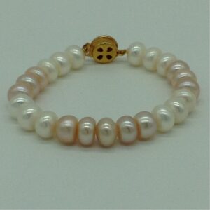Freshwater Pink and White Flat Pearls Necklace Set JPP1070