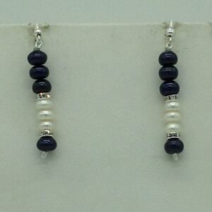Freshwater Black and White Flat 2 Line Pearls Necklace Set JPP1069