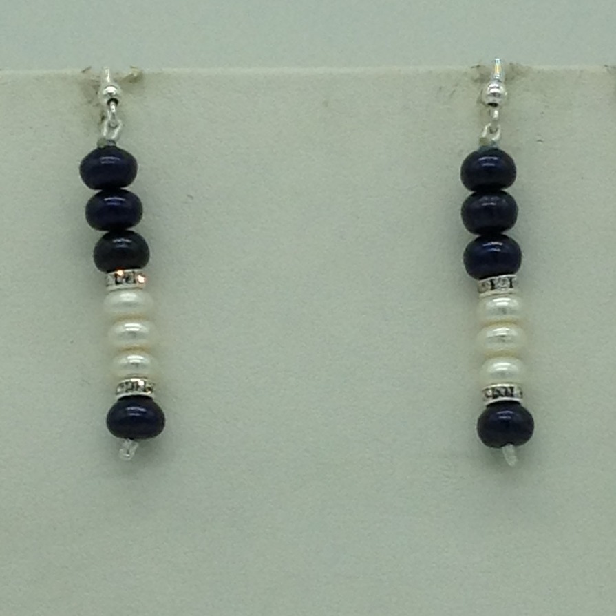 Freshwater Black and White Flat 2 Line Pearls Necklace Set JPP1069