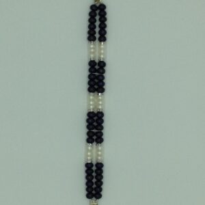 Freshwater Black and White Flat 2 Line Pearls Necklace Set JPP1069