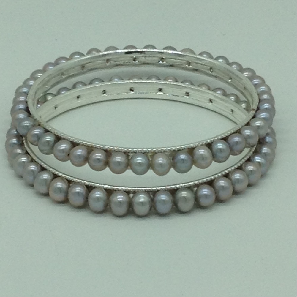 Freshwater Steel Grey Round 2 Lines Pearls Full Set JPP1068