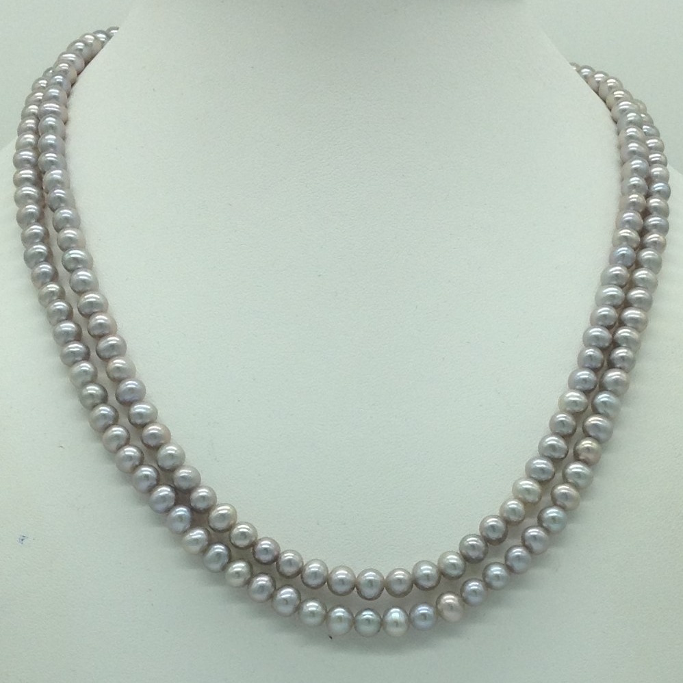 Freshwater Steel Grey Round 2 Lines Pearls Full Set JPP1068