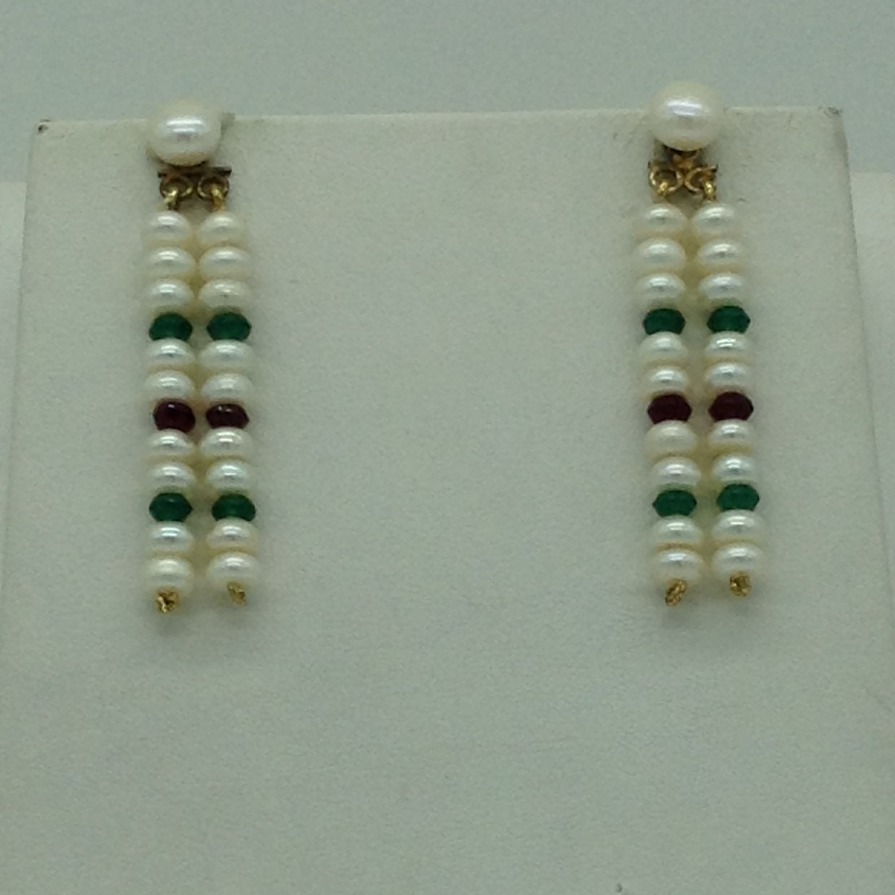 Freshwater White Flat 2 Lines Pearls Combination Full Set JPP1067