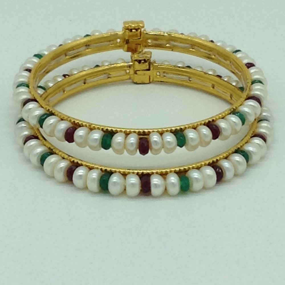 Freshwater White Flat 2 Lines Pearls Combination Full Set JPP1067