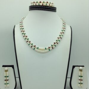 Freshwater White Flat 2 Lines Pearls Combination Full Set JPP1067