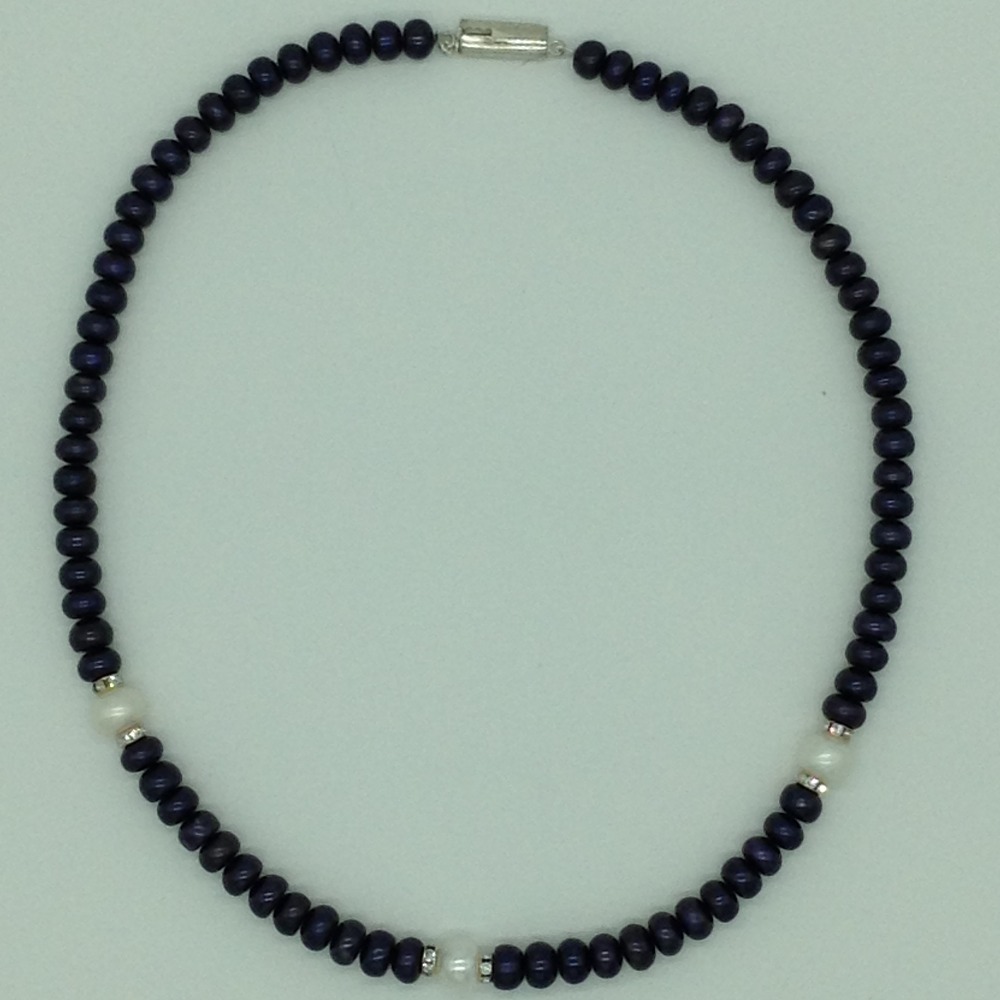 Freshwater Black and White Flat Pearls Necklace Set JPP1065
