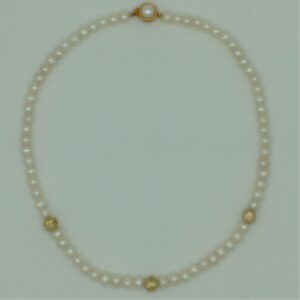 Freshwater White Potato Pearls And CZ Balls Necklace Set JPP1064