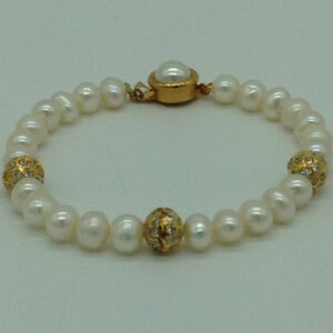 Freshwater White Potato Pearls And CZ Balls Necklace Set JPP1064