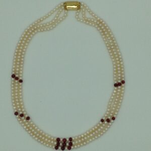 Freshwater White Flat 3 Lines Pearls Combination Full Set JPP1063
