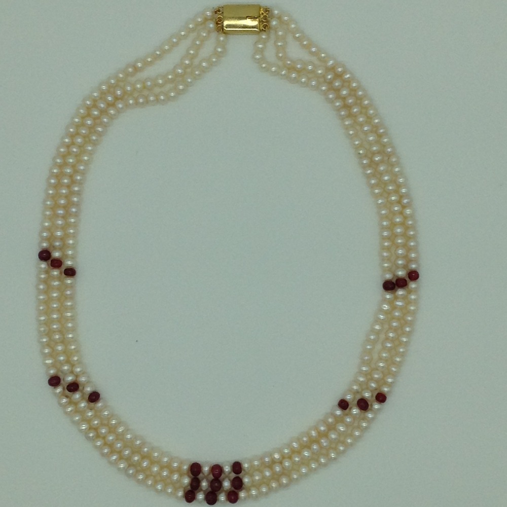 Freshwater White Flat 3 Lines Pearls Combination Full Set JPP1063