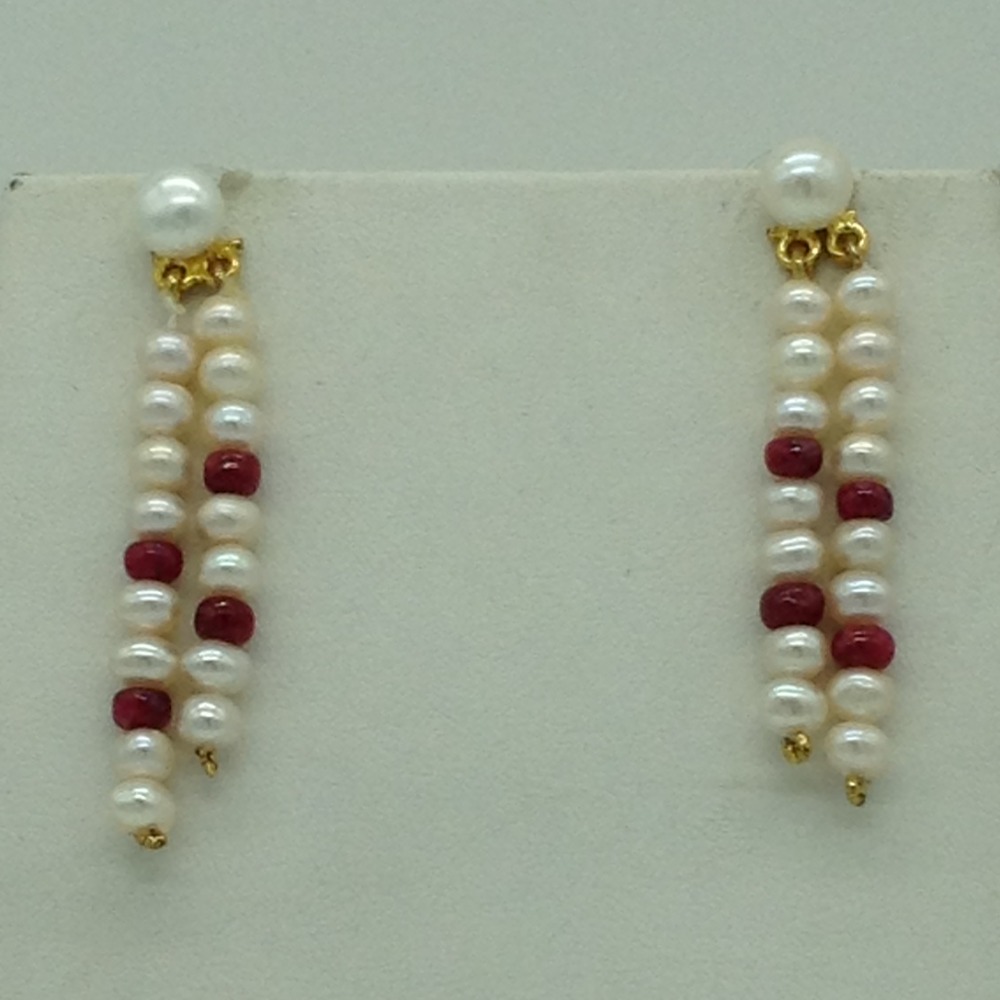 Freshwater White Flat 3 Lines Pearls Combination Full Set JPP1063