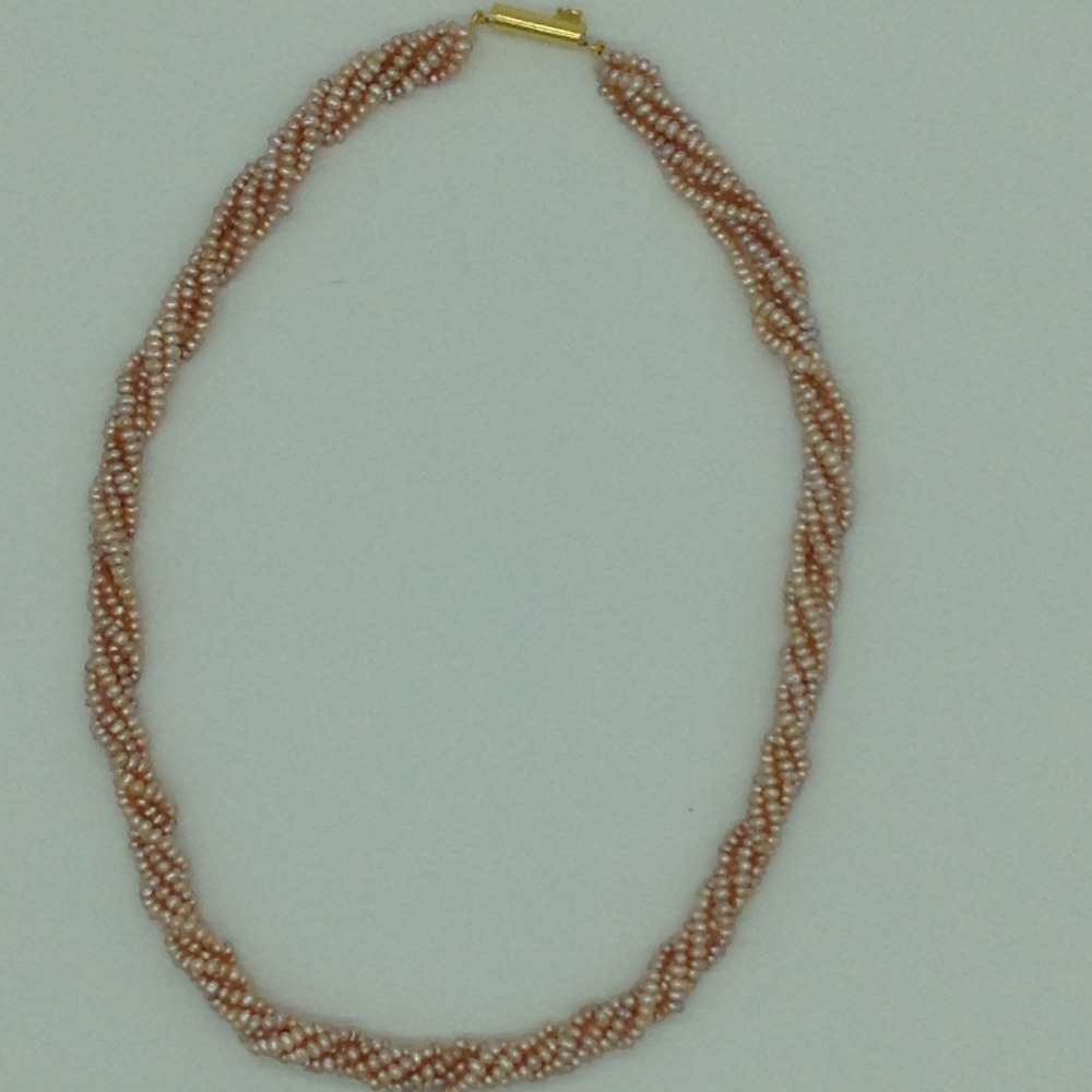 Freshwater Pink Seed 5 Lines Pearls Twisted Full Set JPP1062