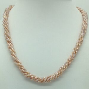 Freshwater Pink Seed 5 Lines Pearls Twisted Full Set JPP1062