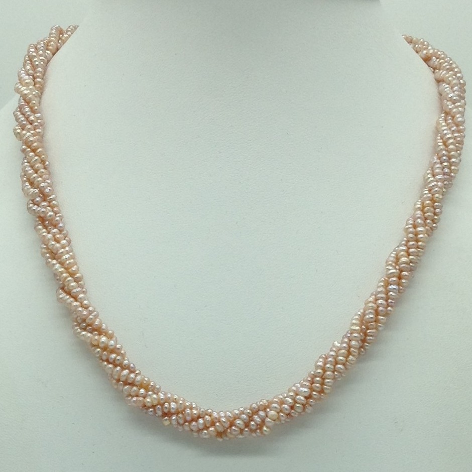 Freshwater Pink Seed 5 Lines Pearls Twisted Full Set JPP1062