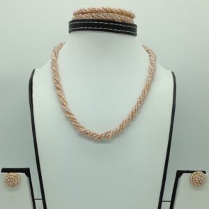 Freshwater Pink Seed 5 Lines Pearls Twisted Full Set JPP1062