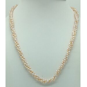 Freshwater Pink Rice 4 Lines Pearls Twisted Full Set JPP1060