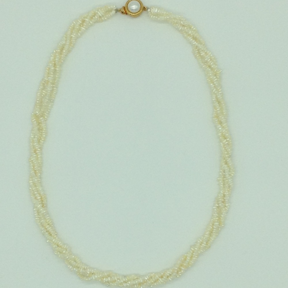 Seawater white kc flower 4 lines pearls twisted full set jpp1059