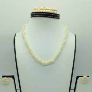 Seawater white kc flower 4 lines pearls twisted full set jpp1059