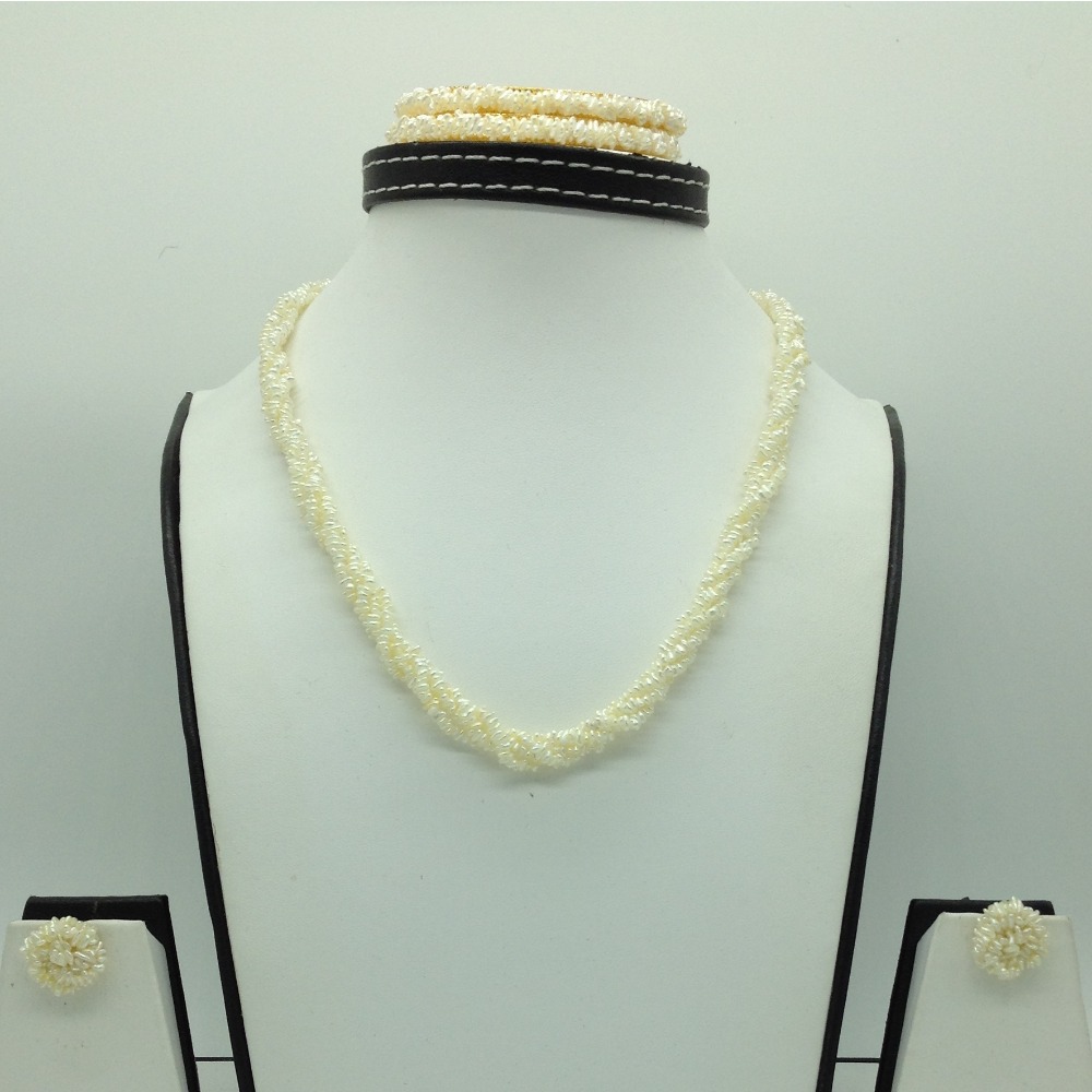 Seawater white kc flower 4 lines pearls twisted full set jpp1059