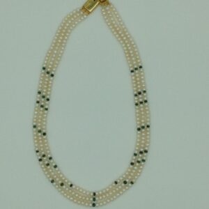 Freshwater White Flat 3 Lines Pearls Combination Full Set JPP1058