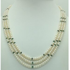 Freshwater White Flat 3 Lines Pearls Combination Full Set JPP1058