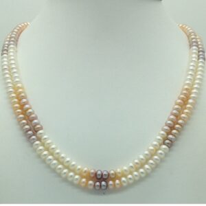 Freshwater Multicolour Flat Shaded 2 Lines Pearls Full Set JPP1057