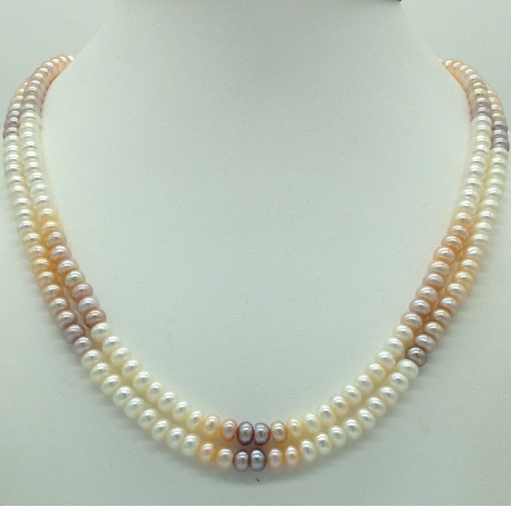 Freshwater Multicolour Flat Shaded 2 Lines Pearls Full Set JPP1057