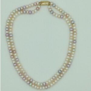 Freshwater Multicolour Flat 2 Lines Pearls Full Set JPP1056