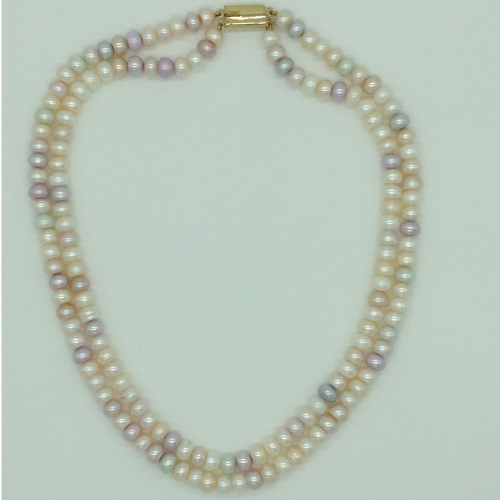 Freshwater Multicolour Flat 2 Lines Pearls Full Set JPP1056