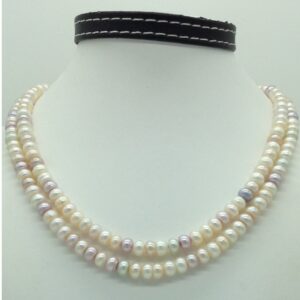 Freshwater Multicolour Flat 2 Lines Pearls Full Set JPP1056