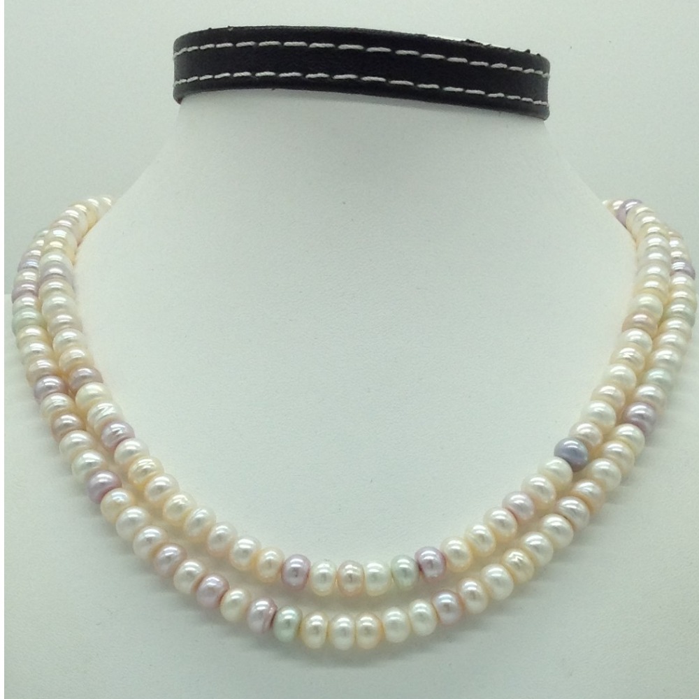 Freshwater Multicolour Flat 2 Lines Pearls Full Set JPP1056