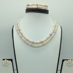 Freshwater Multicolour Flat 2 Lines Pearls Full Set JPP1056