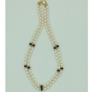 Freshwater White Oval 2 Lines Pearls Combination Full Set JPP1055