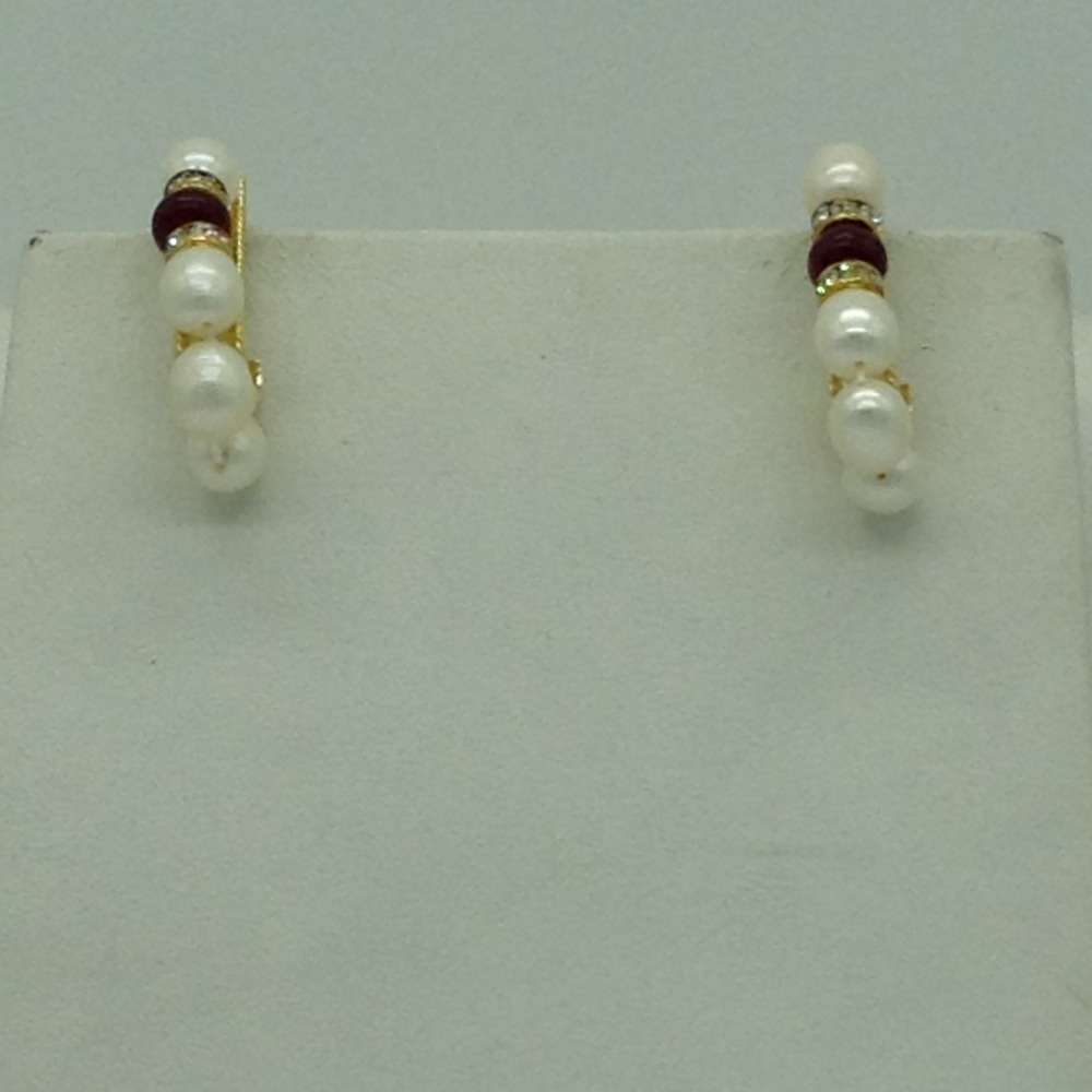 Freshwater White Oval 2 Lines Pearls Combination Full Set JPP1055