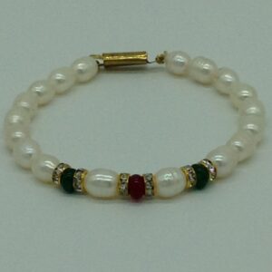 Freshwater White Oval 2 Lines Pearls Combination Full Set JPP1055