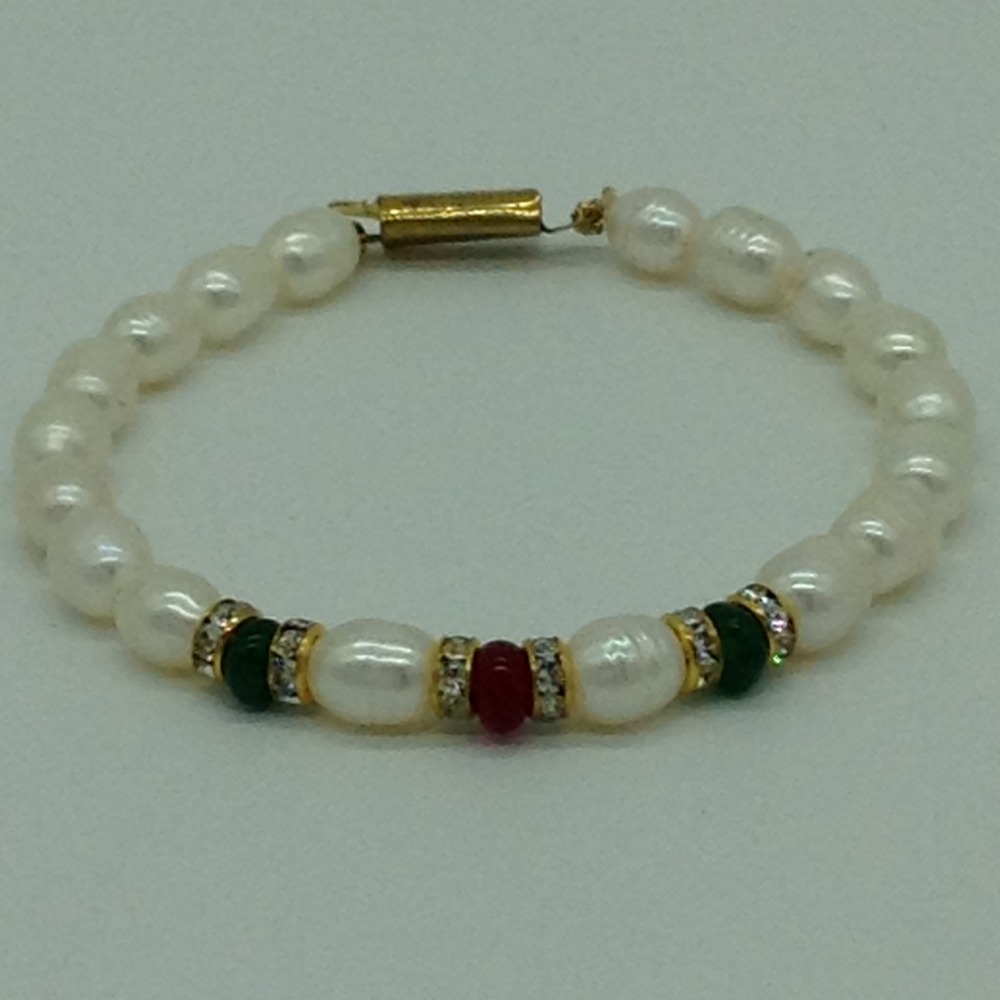 Freshwater White Oval 2 Lines Pearls Combination Full Set JPP1055