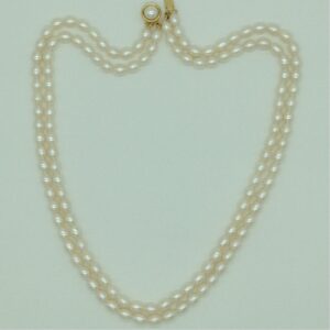 Freshwater White Oval 2 Lines Pearls Full Set JPP1054