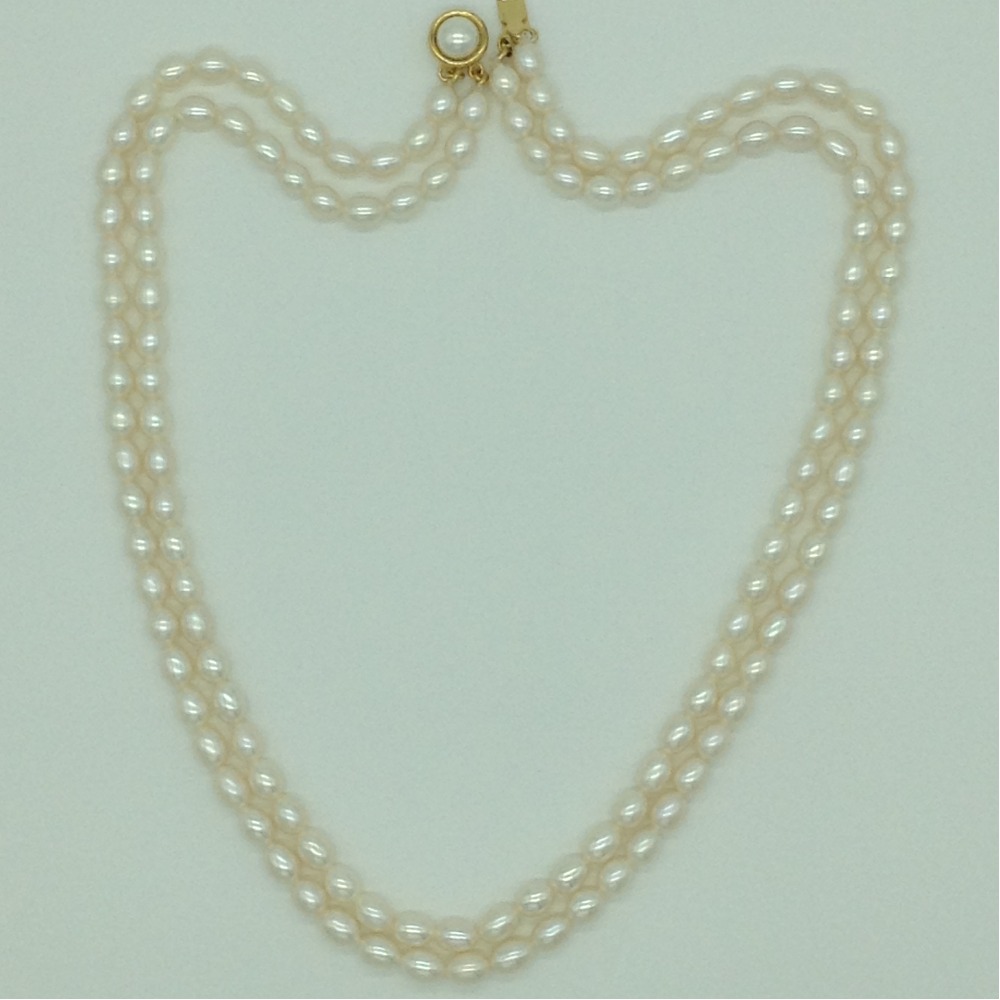 Freshwater White Oval 2 Lines Pearls Full Set JPP1054